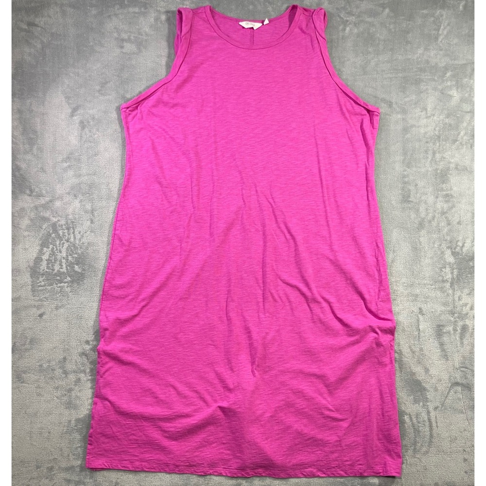 Candace Cameron Bure Pink Slub Knit Sleeveless Midi Dress 2XP Cotton Linen Blend